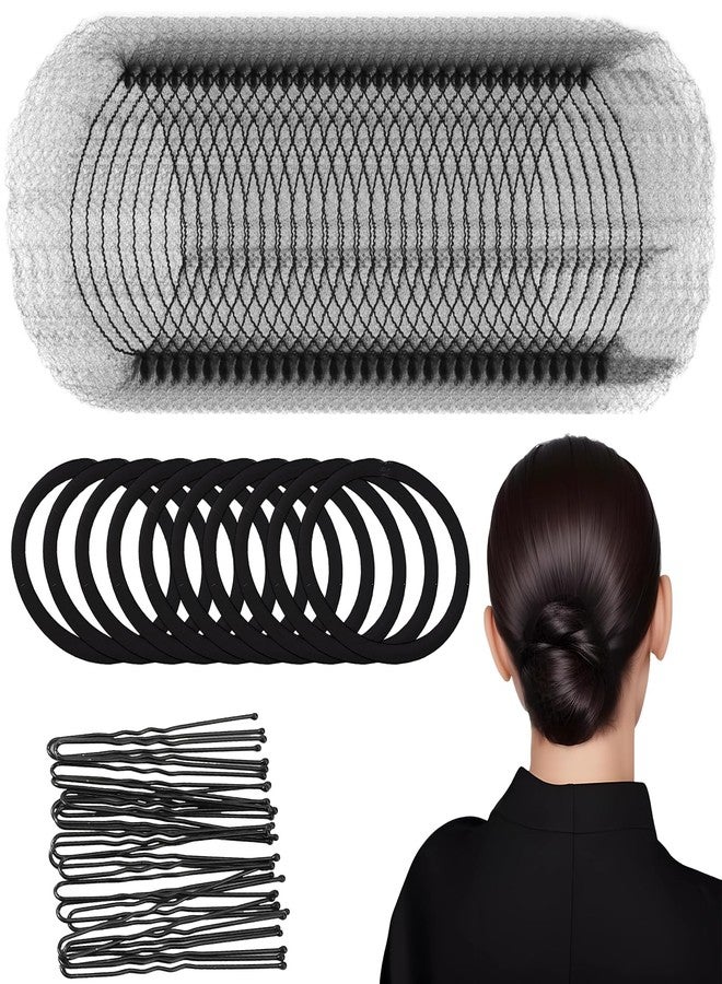 Bolsdoic 80Pcs Hair Net Set，30 Invisible Elastic Nylon Hair Net，40 U-Shaped Hair Pins and 10 Elastic Hair Ties,Suitable for Ballet Bun, Food Service, and Everyday Use（Black） - Image 1